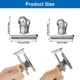 Pack of 12 Large Metal Hinge Clips, Bulldog Clips, Large, 50 mm and 65 mm Wide, Stainless Steel Locking Clips, Letter Clamps, Multifunctional Large Metal Clips for Food Bags, Photos, Kitchen, Office