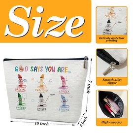 Ythuil God Says I Am Makeup Bag, Christian Teacher Gifts Cosmetic Bag for Purse, Back To School, Appreciation, Inspirational Affirmations Gifts for Women Female Coworker Colleague Teacher