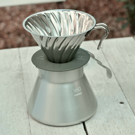 HARIO O-VDM-02-HSV V60 Metal Dripper, For 1-4 Cups, Silver, Made in Japan