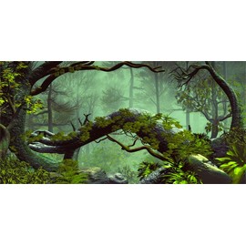 MIRRORANG 76 x 46 cm Foggy Forest Terrarium Background Stone Green Tree Tropical Reptiles Habitat Background Rainforest Aquarium Background Vinyl Background