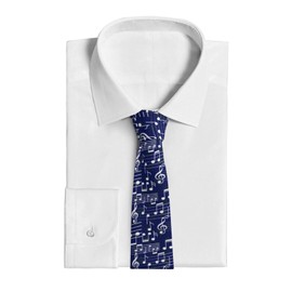 JKJOJIA Note Music Blue Ties For Men Novelty Funny Neckties Classic Fashion Men's Tie For Wedding Party Business Casual Gifts