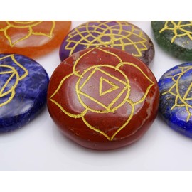 Harmonize Chakra Symbol 7 Multistone Set Feng Shui Spiritual Reiki Healing Crystal Table Decor