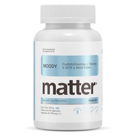 Matter Moody, Suplemento con 5-HTP, Fosfatidilserina Sharp.PS, L Teanina Suntheanine, Magnesio Albion y Zinc TRAACS, Apoyo al Bienestar Emocional y...