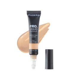PHOERA Pro Liquid Concealer Corrector – Full Coverage Concealer Wand with Cushion-Tip Applicator for Dark Circles, Blemishes & Redness – Contour & Color Corrector (203 CREAMY BEIGE, One Size)