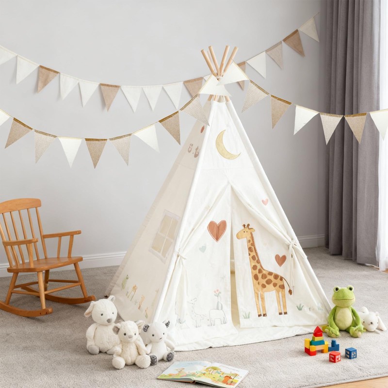 Elegaperma 8 M Hessian Bunting,Boho Beige Brown Burlap Bunting