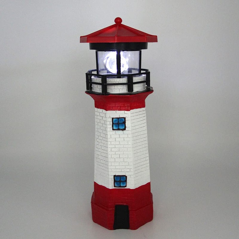 NINEFOX Solar Lighthouse Outdoor Solar Rotating LED Lighthouse Light Waterproof