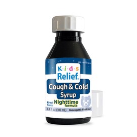 Kids Relief Cough & Cold Syrup, Relaxing Nighttime Formula for Kids 0-12, for Dry and Productive Cough, Caramel Flavor, Dye Free, No Added Sugar, 3.4 Fl Oz (Pack of 1)