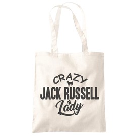 Crazy Jack Russell Lady - Tote Shopping Bag - dog breed gift pet dog walker - natural
