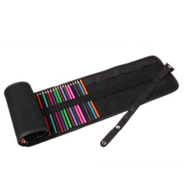 Bringsine Pencil Roll Bag,Canvas Colored Pencil Holder Leather Case for Adults (No Pencils) Paint Brush Storage Pouch for Artist Painter