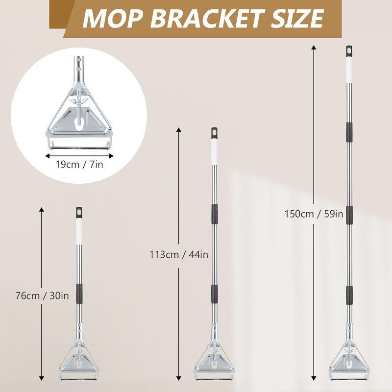 Mop Handle Commercial Heavy Duty, 59-Inch Stainless Steel Adjustable Industrial