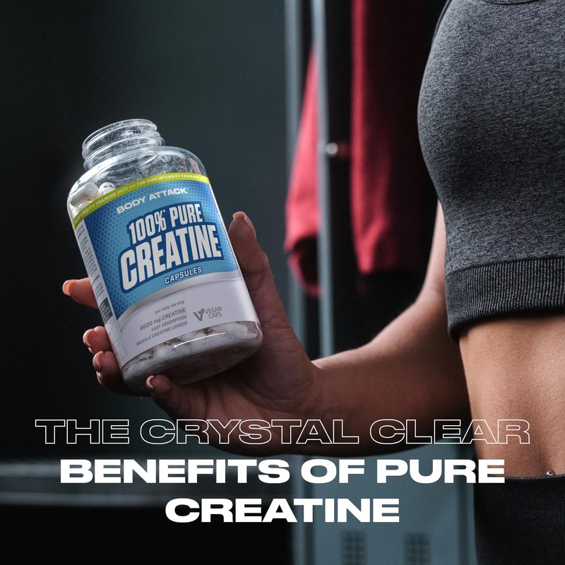 Body Attack 100 Pure Creatine Capsules, 240 Capsules, 1 Pack