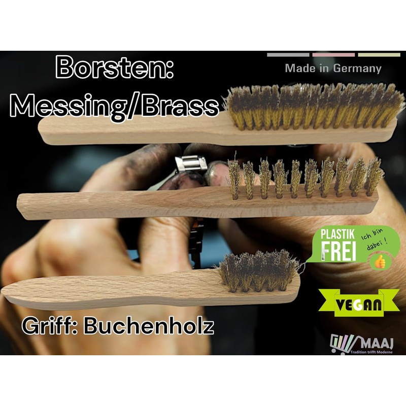 MAAJ® 2x Fine Brass Wire Brush Mini – Made in