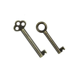 KY-6 and KY-13 Brass Skeleton Keys Antique Brass Plated Hollow Barrel Skeleton Key for Antique Cabinet Doors, Grandfather Clocks, Dresser Drawer - Vintage, Old Furniture