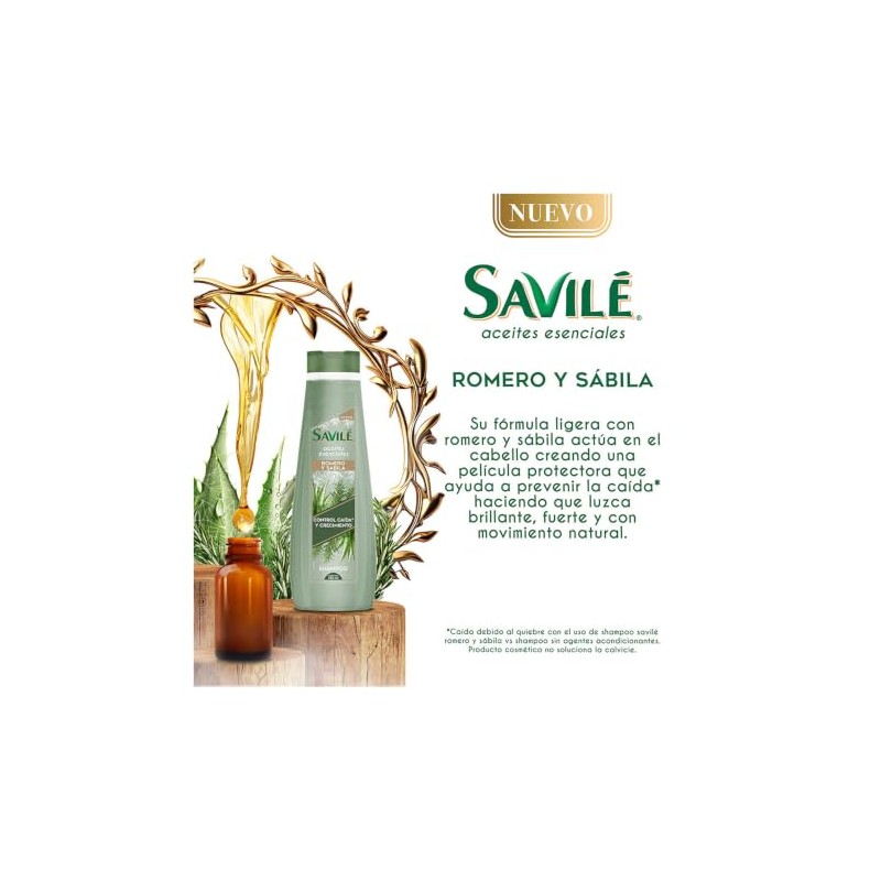 Savilé Shampoo Aceites Escenciales Romero Sábila 700