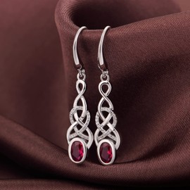 JiaYang Infinity Celtic Dangle Earrings Sterling Silver Fish Hook Good Luck Irish Celtic Knot Jewelry, Sterling Silver