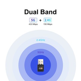 600Mbps Wireless USB WiFi Adapter for PC,AC600M USB WiFi Dongle 802.11ac Wireless Network Adapter with Dual Band 2.4GHz/5Ghz for Desktop Laptop Support Windows 10/8/7/XP, MAC OS,Linux etc
