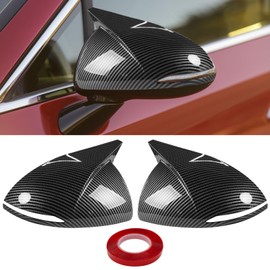 Adzfel 2PCS Compatible with Hyundai Sonata Ox Horn Side Mirror Covers Trim 2020 2021 2022 2023, Driver and Passenger Side Door Rearview Mirror Caps for Sonata 2023 W/Light Hole - Carbon Fiber