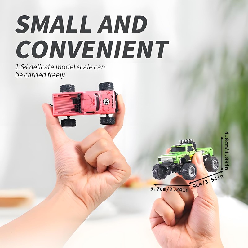 Flashstar Mini Rc Truck, 1:64 Scale Monster Truck Remote Control
