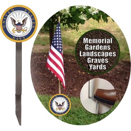 U.S. Navy Flag Holder Grave Marker with 8x12" American Flag