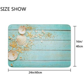 Britimes Bath Mat for Bathroom, Bathroom Mats Rugs No Silp, Beach Shell Sea Collection Vintage Boho Washable Cover Floor Rug Carpets Floor Mat Bathroom Decorations 16x24 Inches for Kitchen Bedroom