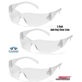 Pyramex 3 PR Pyramex S4110ST INTRUDER ANTI-FOG CLEAR LENS Safety Glasses Work Eyewear