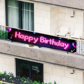 BlissYard Birthday Banner Large Happy Birthday Party Decoration Fluorescent Font Birthday Banner Yard Sign Birthday Themed Home Indoor Outdoor Decorations Supplies 78 x 17Inches