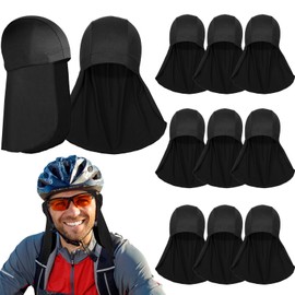 Syhood 9 Pcs Helmet Liner with Neck Mask UV Protection Cooling Hard Hat Liner Bulk Skull Cap Shield for Men Women Outdoor(Black)