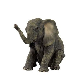 Veronese Design Baby Elephant Sitting Animal Figurine 6.125" H