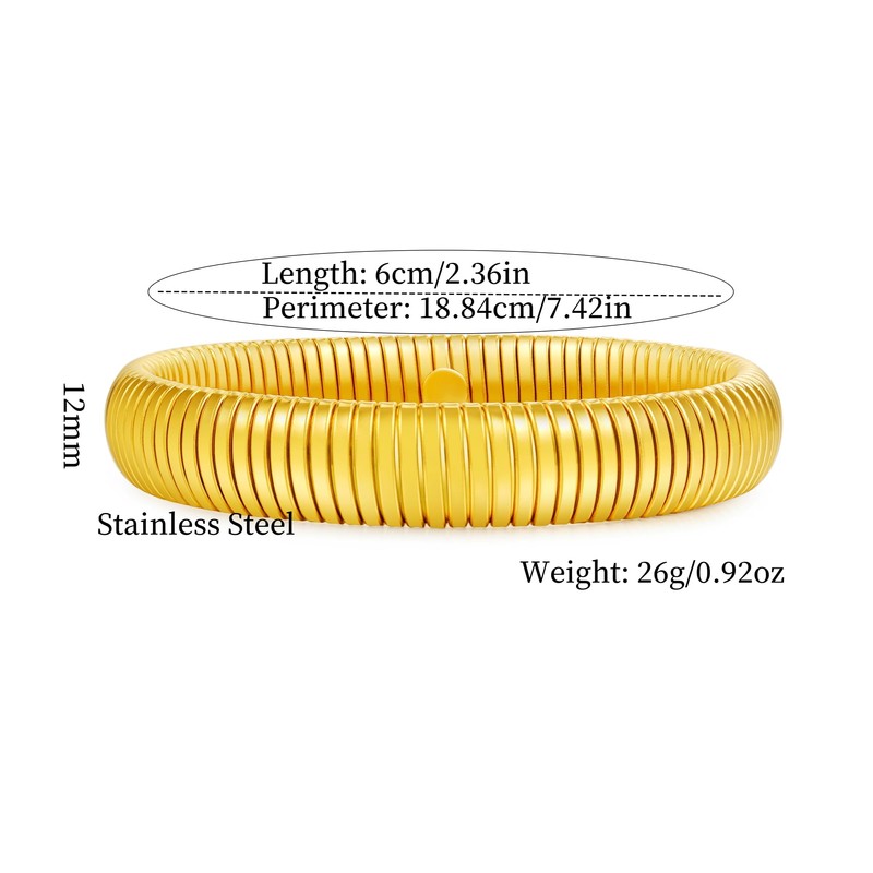 RINTOLER 12mm Gold Bangles for Women - 18K Gold Plated