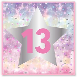 Design By Violet 13 Years Birthday Greeting Card Age 13 Happy Birthday Card For Boy Girl Thoughtful Present Blank Inside With Stylish Pink Star Design 15cm x 15cm