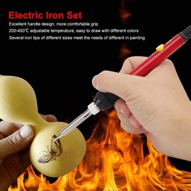 Wood Burning Kit, Wood Leather Burning Carving Embossing Soldering Tool with 27 Woodburning Points Soldering Tips Variable Temperature Control Pyrography Pen US Plug