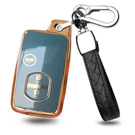 HIBEYO Funda para llave de TPU para Toyota 86 Crown Mark X Camry Prius Wish Ractis Avensis Aqua IQ Vitz Land Cruiser Prado Subaru Funda para llave de coche con llavero, gris