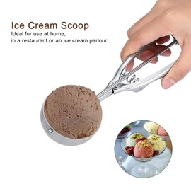 Pala de Helado Cuchara de Helado de Acero Inoxidable Apta para Lavavajillas Cookie Scoop Gatillo de Helado para Helado Duro (6CM)