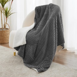 Kozyhvn Sherpa King Size Blanket - Fleece King Blanket for Bed, Soft and Warm Blanket for Winter, Reversible Fuzzy Blanket, Grey, 108 x 90 Inches