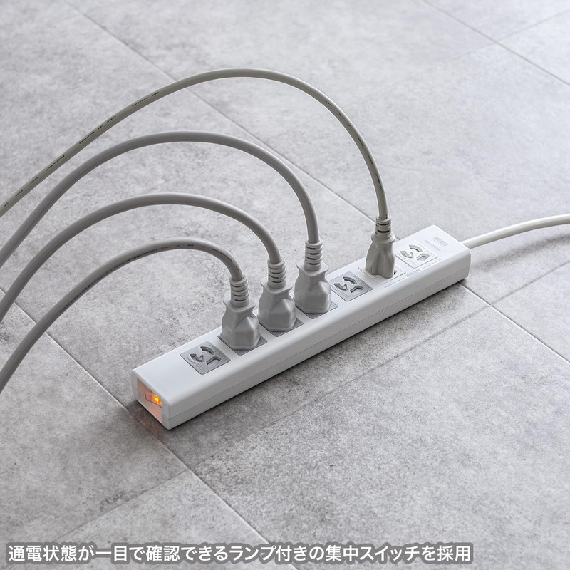 Sanwa Supply TAP-F37SH-2KS Anti-Shutter Tap (3P, 7 Socks, 6.6 ft