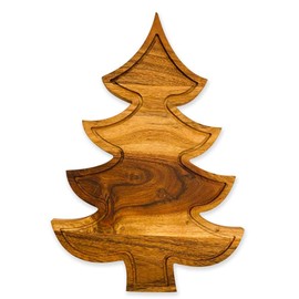 WOODLERY Christmas Tree Shaped Wood Cutting Board for kitchen,Tree Shaped Wooden Cutting Board, Decorative Christmas Serving Tray for Decoration (Christmas Tree Board with Groove 13"L x 9"W)