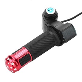 12-84V Throttle Grip Handlebar Half Twist Throttle Display Indicator & Lock Half Twist Throttle for Electric Bike Choice, Red