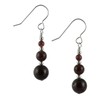 Graduated Dark Red Garnet Gemstone & Sterling Silver Hook Drop