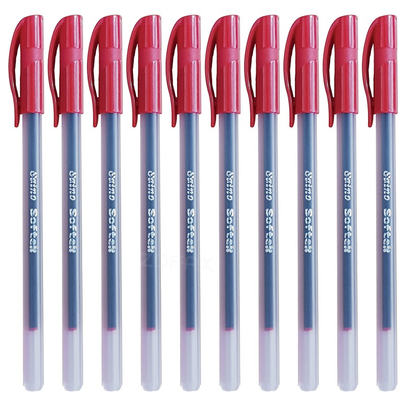 SAINO Fine-X Ballpoint Pens, RED, 0.7mm Fine Point, Pack of
