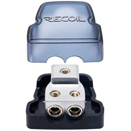 Recoil DB12 2 Way Power Distribution Block, 1 X 0/2/4 Gauge in / 2 X 4/8 Gauge Out Power Distribution Ground Distributor Block for Car Audio Amplifier Splitter