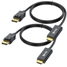 UKYEE 4K Displayport to HDMI Cable 6FT 2-Pack, Display Port (DP) to HDMI Adapter 6FT Male to Male Cord Converter for PCs to HDTV, Monitor, Projector.