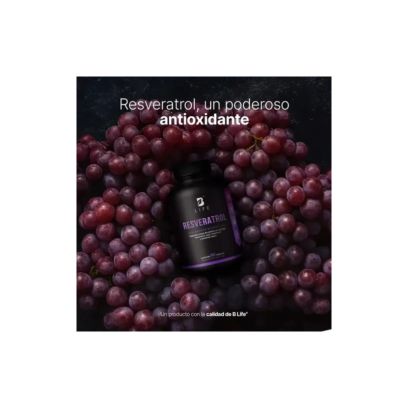 Resveratrol 60 Cápsulas B Life Con Semilla De Uva Sin