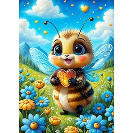 GLXPOG Bees Diamond Art Kits for Adults, Flowers Diamond Art Painting Kits for Adults Diamond Art Kits Gem Art Diamond Art for Adults Wall Home Decor 11.8X15.7inch / 30x40cm