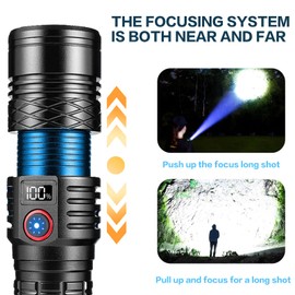 Wboxlizy Flashlights High Lumens Rechargeable, Super Bright Flashlight, Adjustable Tactical Flashlight 5Mode Waterproof Handheld Flash light for Emergencies, Camping, Hiking