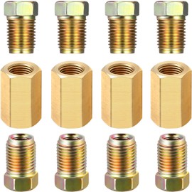 Frienda 18 Pieces 3/8 Inch-24 Threads Brake Line Fittings Assortment for 3/16 Inch Tube (6 Unions, 12 Nuts)