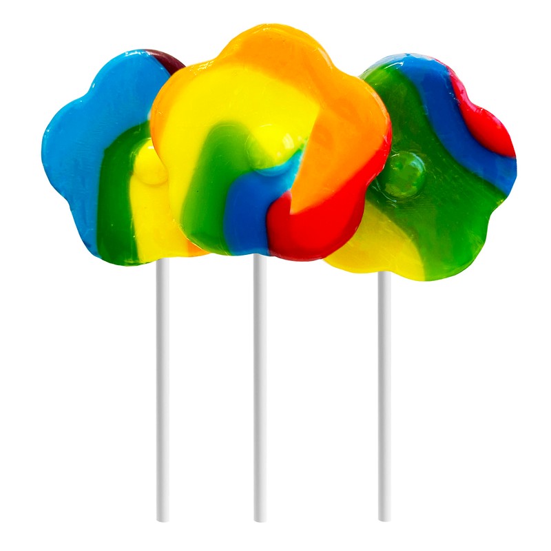 Rainbow Swirl Lollipop 3" Inch 45 Gram (6-Pack) Flower Sucker