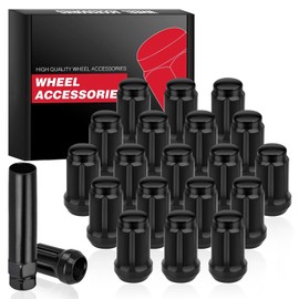 GSNIZ 20 Black Closed End Bulge Acorn Lug Nuts 12x1.25 + 1 Key M12x1.25 Thread 1.36”Tall Black Spline Forged Steel Lug Nuts，for Infiniti EX35 2008-2012 FX35 2004-2012 FX45 2004-2008