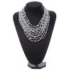 Avalaya Statement White Glass Bead/Semiprecious Stone Multistrand Necklace/60cm L