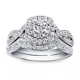 1 Carat (ctw) Bridal Set Moissanite engagement rings for women Platinum Plated Silver Princess moissanite rings -8