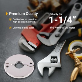 Supply Giant F-24336-12 1-1/4 in. IPS Floor and Ceiling Split Flange Escutcheon for Steel Pipes, Chrome Plated (Pack of 12)